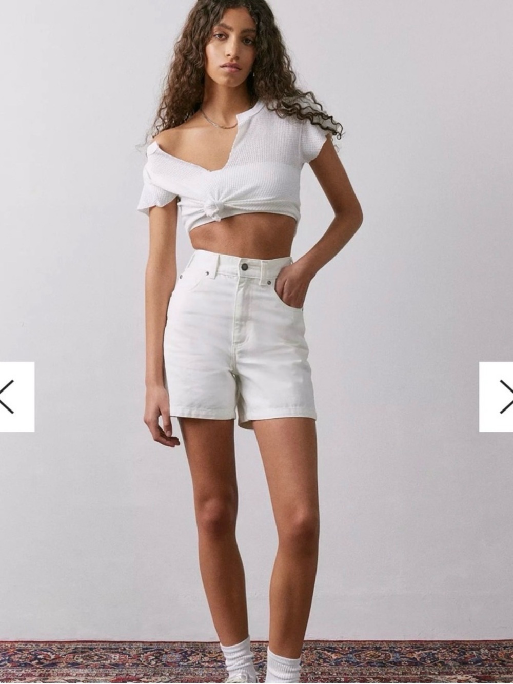 Dickies Women's White High-Rise Carpenter Jean Shorts
